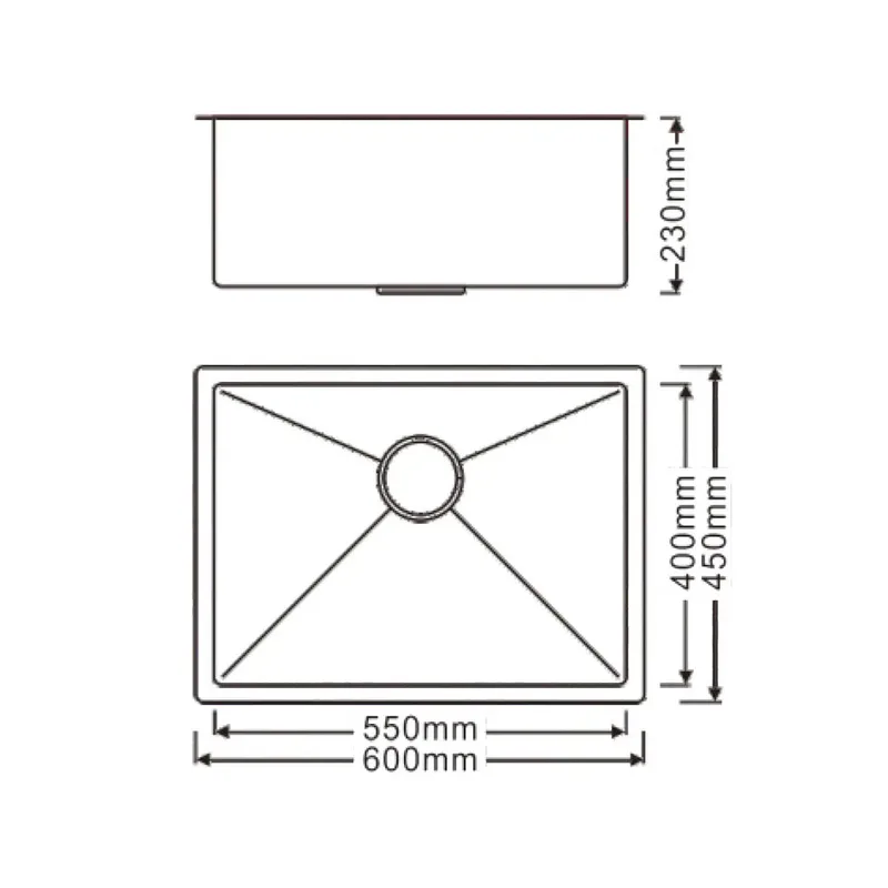 Boshsini BSQ-6045-NHC Nano + Honeycomb Stainless Steel Sink