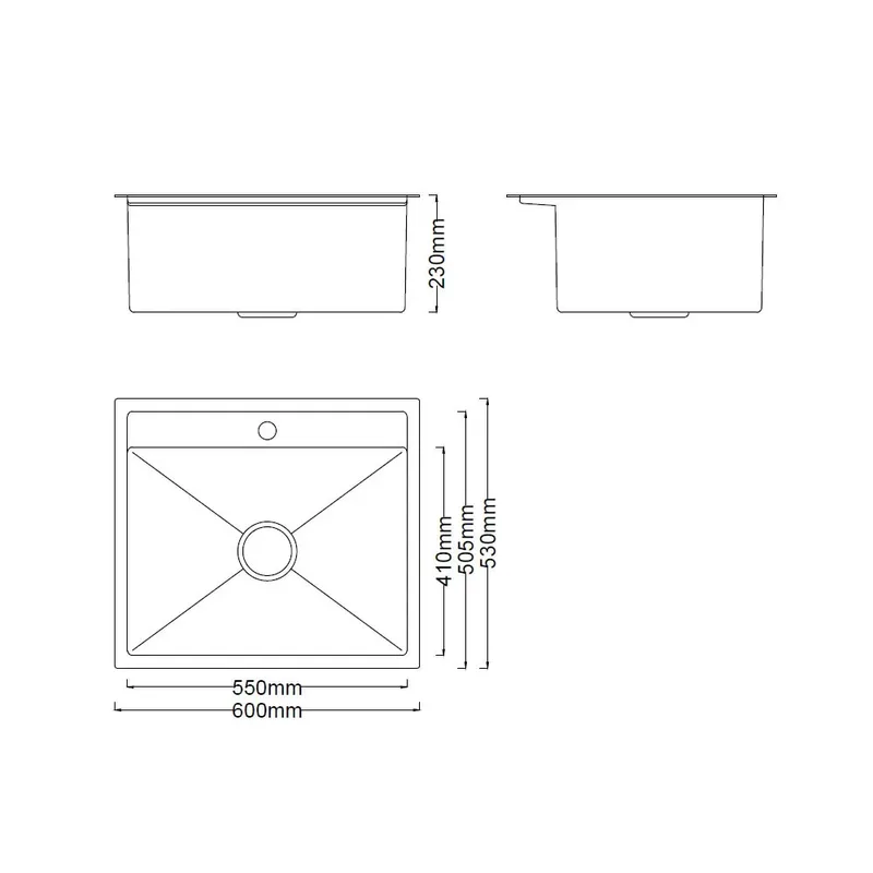 Boshsini BSQ-6053-BEE Nano-Bee Embossed 316 Stainless Steel Sink