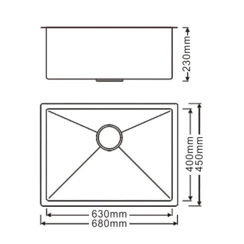 Boshsini BSQ-6845-NHC Nano + Honeycomb Stainless Steel Sink