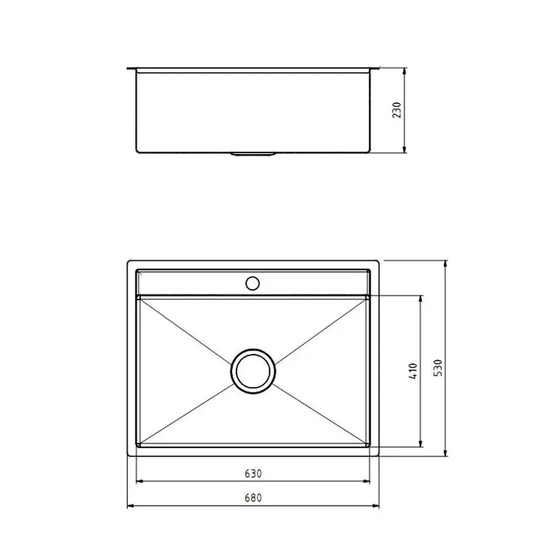 Boshsini BSQ-6853-NHC Nano + Honeycomb Stainless Steel Sink