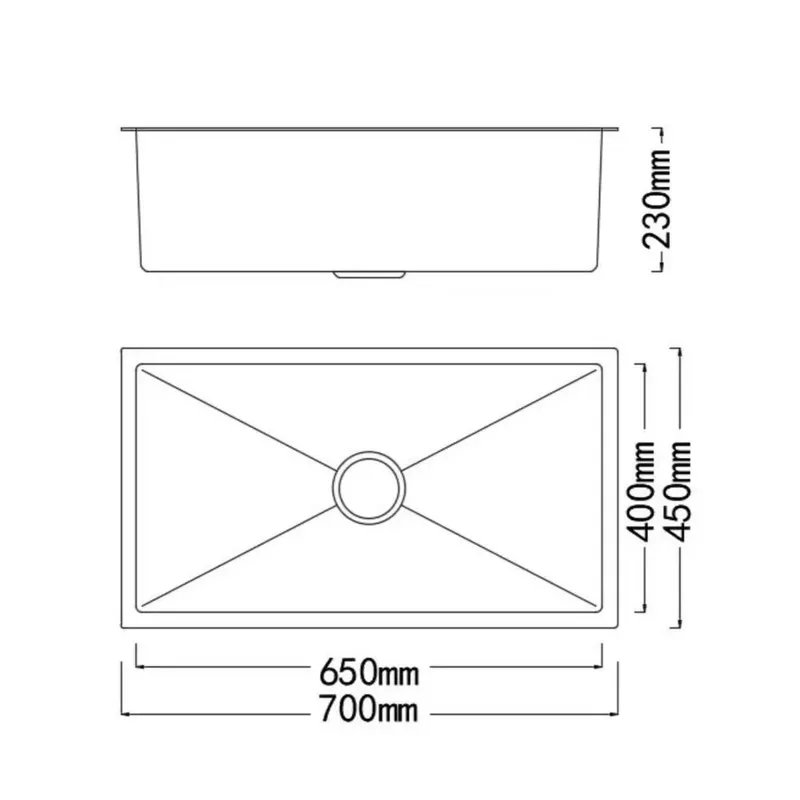 Boshsini BSQ-7045-BEE Nano-Bee Embossed 316 Stainless Steel Sink