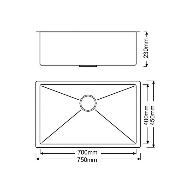 Boshsini BSQ-7545-NHC Nano + Honeycomb Stainless Steel Sink