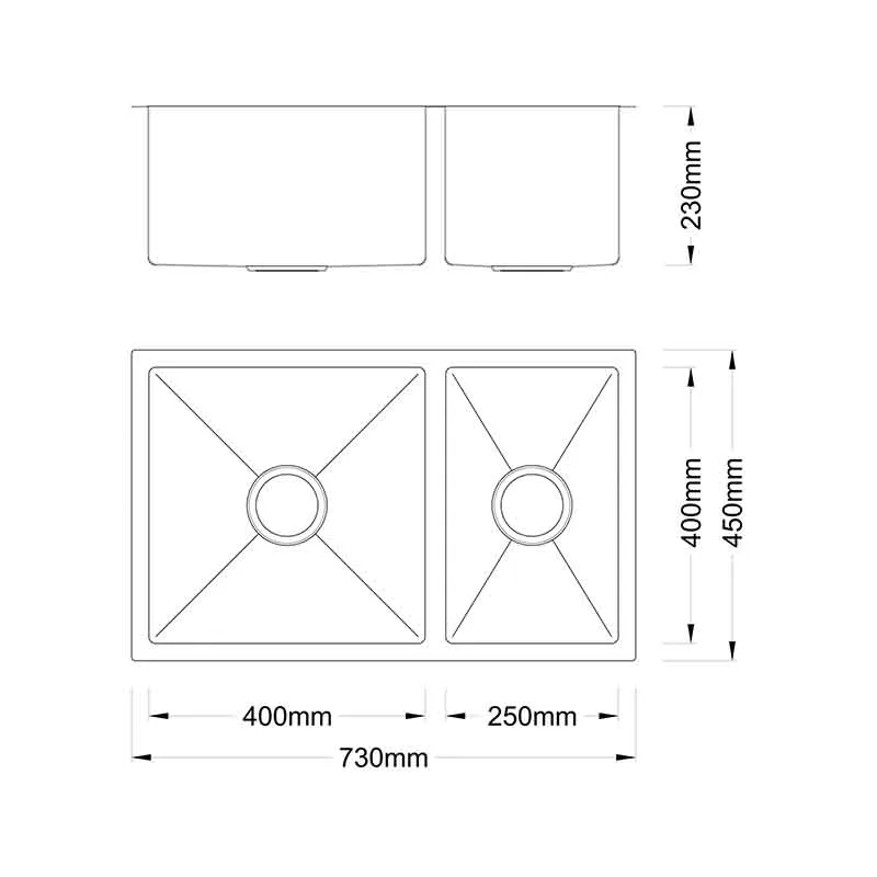 Boshsini BSQ7345 Nano Stainless Steel Sink