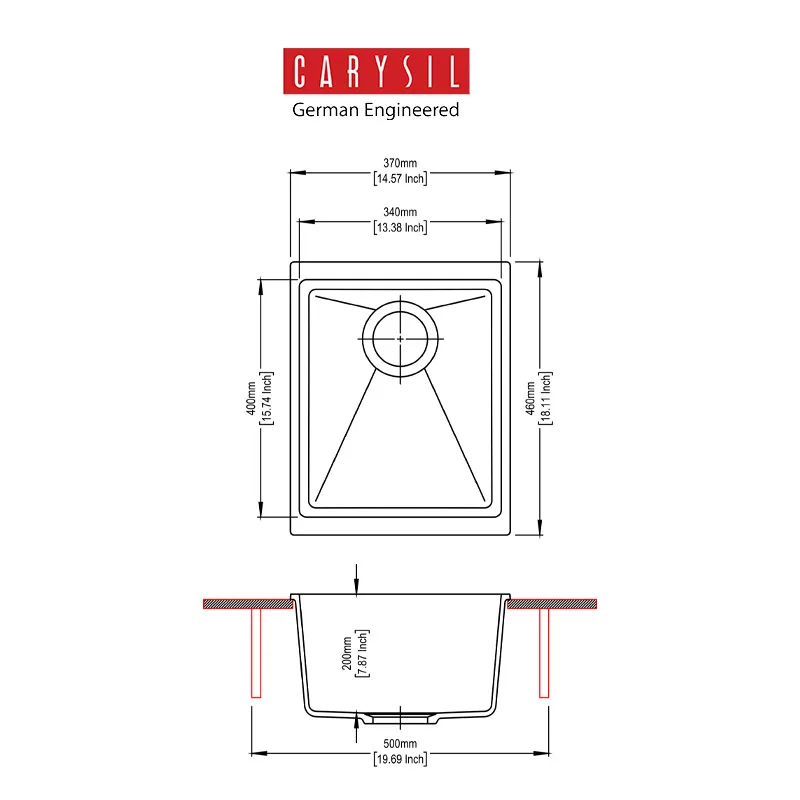 Carysil Enigma N100N Granite Kitchen Sink (Nera)