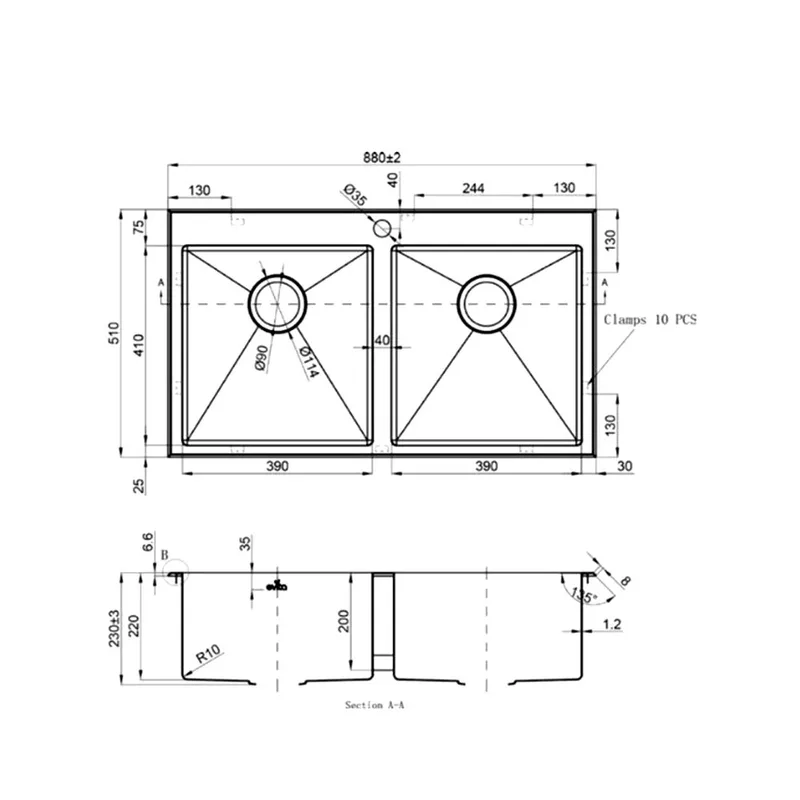 EKS-DT38-SS 316 Stainless Steel Sink