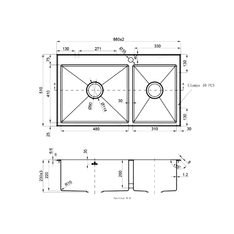 EKS-DT48-SS 316 Stainless Steel Sink