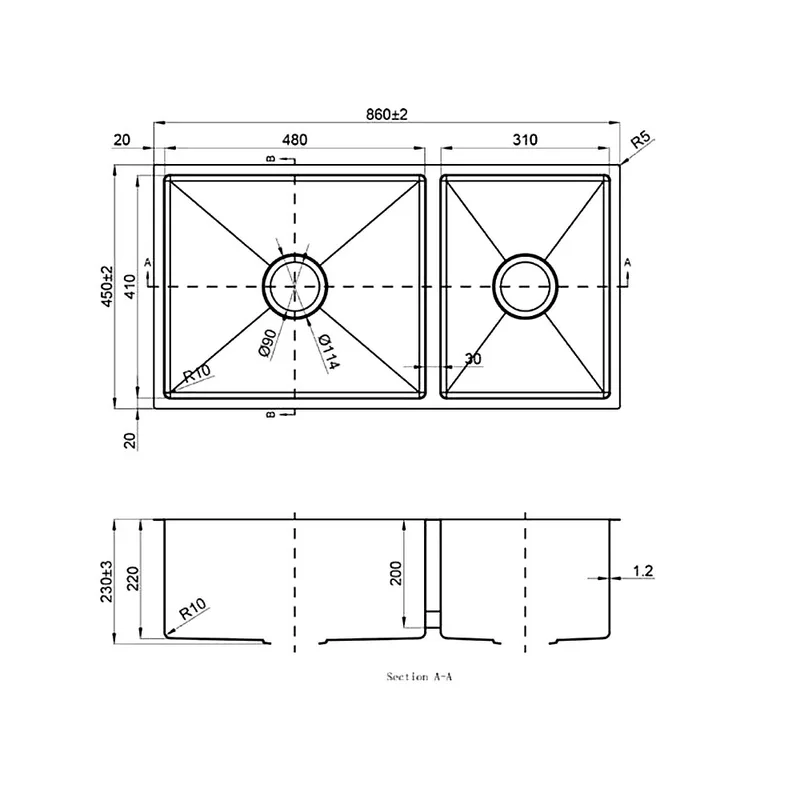Evita EKS-DU48-GM 316 Stainless Steel Sink (Gun Metal)