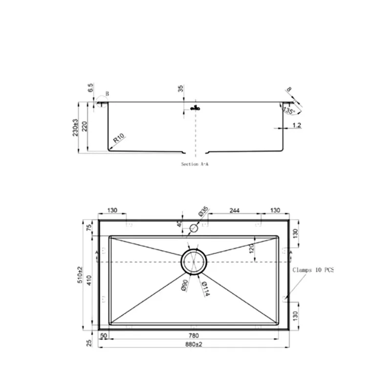 Evita EKS-ST78-SS 316 Stainless Steel Sink