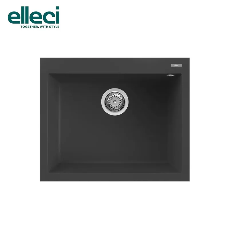Elleci Quadra-110 Granite Kitchen Sink (Nero Metal)