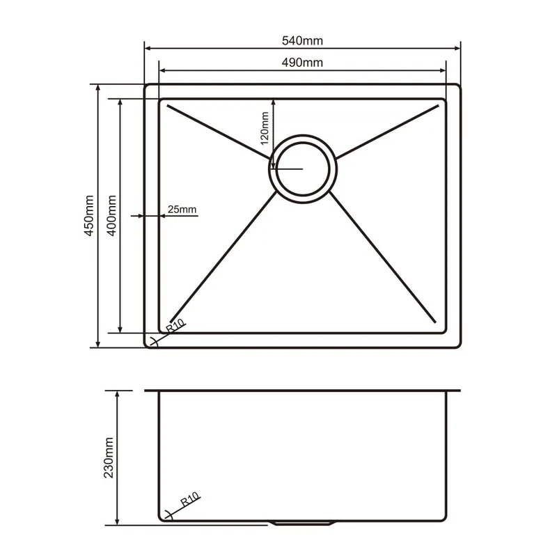 Esfera EKS-5445-NSS Stainless Steel Embossed Nano Kitchen Sink