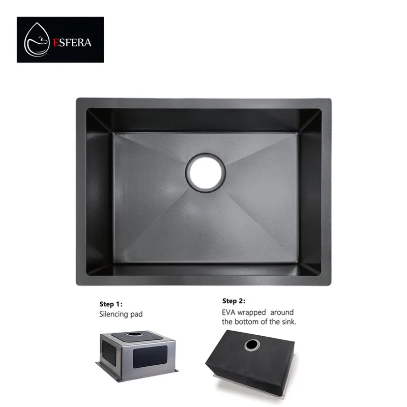 Esfera EKS-6045-NGM-M Meteor Stainless Steel Embossed Nano Kitchen Sink (Gun Metal)