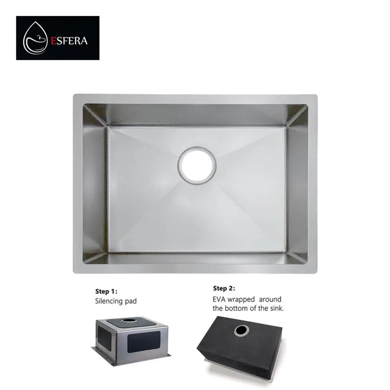 Esfera EKS-6045-NSS-M Meteor Stainless Steel Embossed Nano Kitchen Sink
