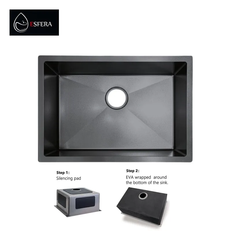 Esfera EKS-7045-NGM-M Meteor Stainless Steel Embossed Nano Kitchen Sink (Gun Metal)