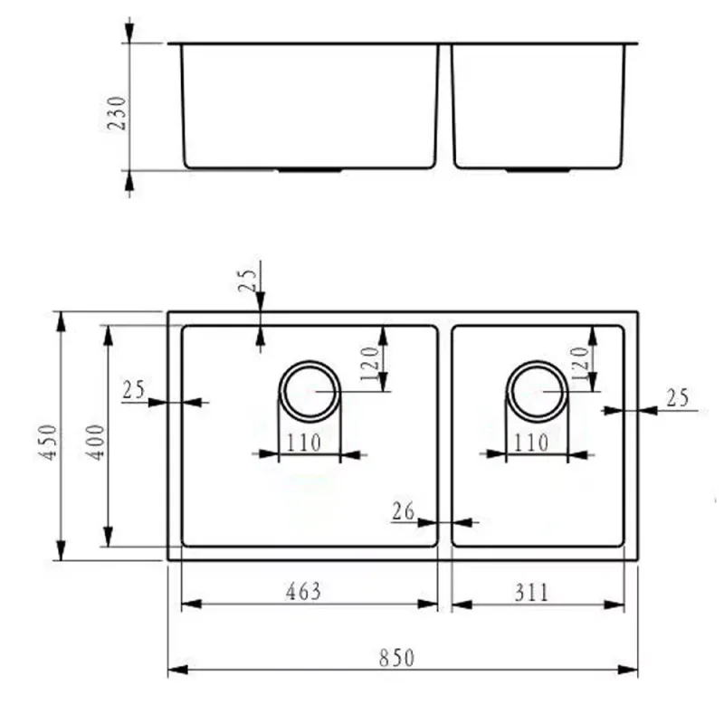 Fidelis FSD-22325HC Honeycomb Nano Stainless Steel Kitchen Sink