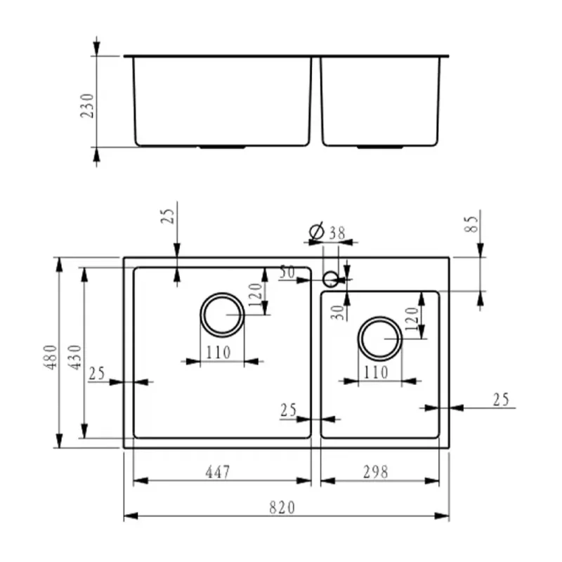Fidelis FSD-22501L-HC Honeycomb Nano Stainless Steel Kitchen Sink