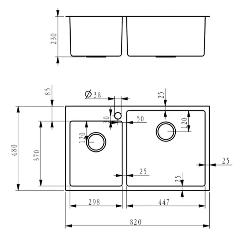 Fidelis FSD-23501R-HC-NBK Honeycomb Nano Stainless Steel Kitchen Sink (Black)