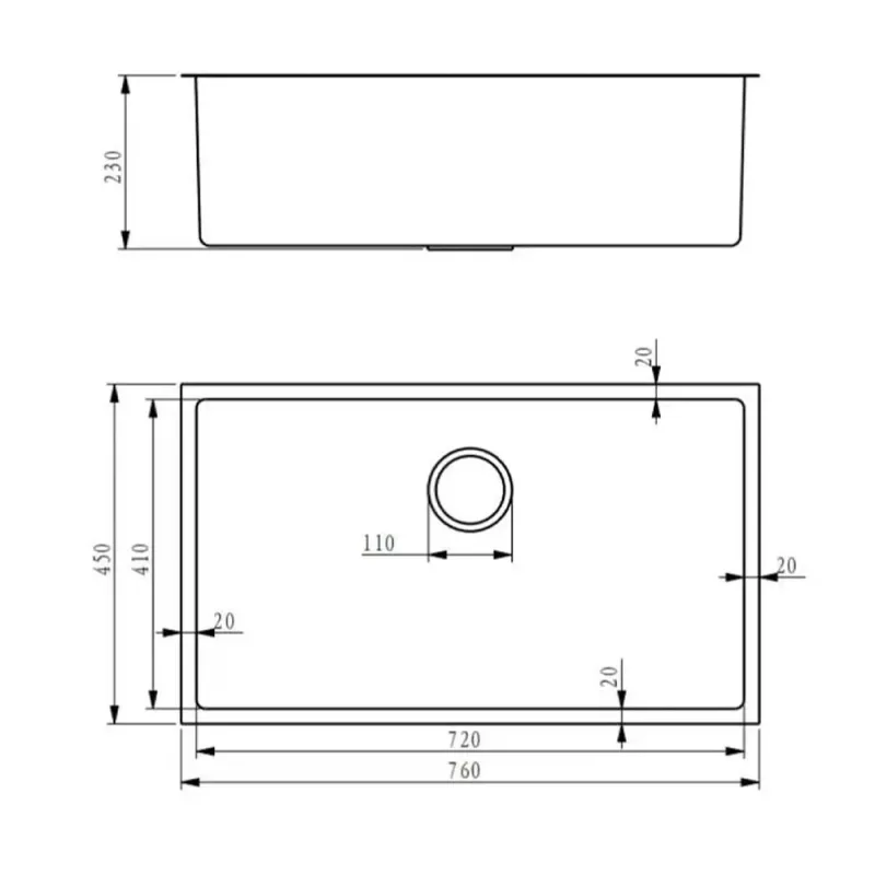 Fidelis FSD-23625HC-NBK Honeycomb Nano Stainless Steel Kitchen Sink (Black)
