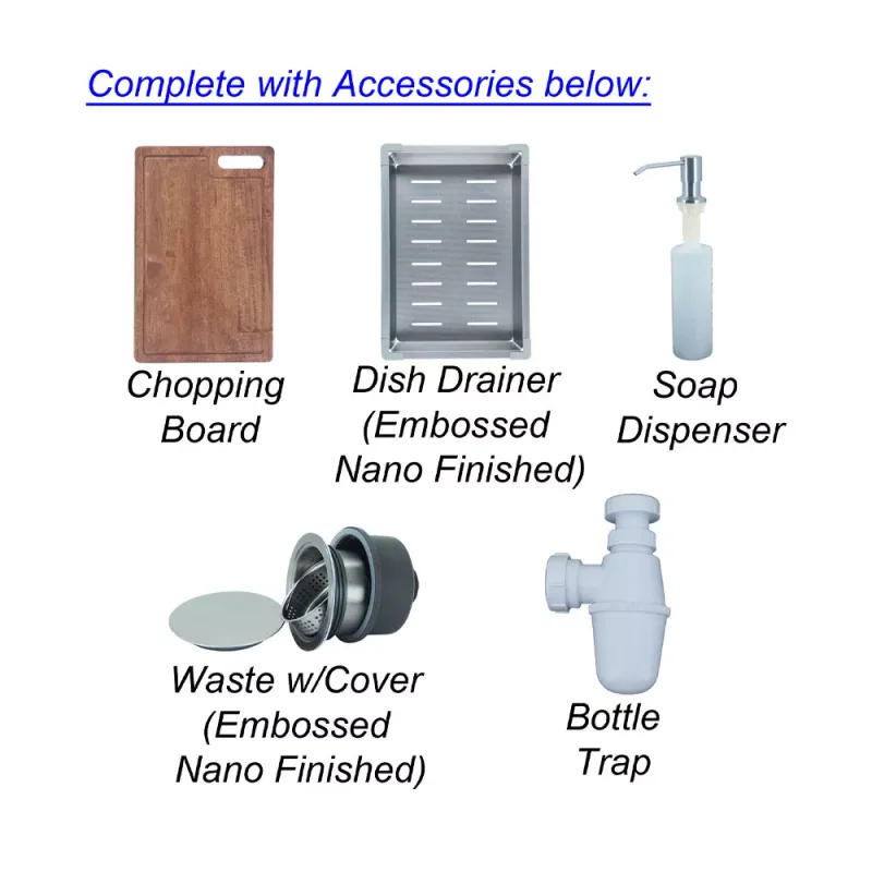 Fidelis FSD-31033NL Stainless Steel Embossed Nano Kitchen Sink
