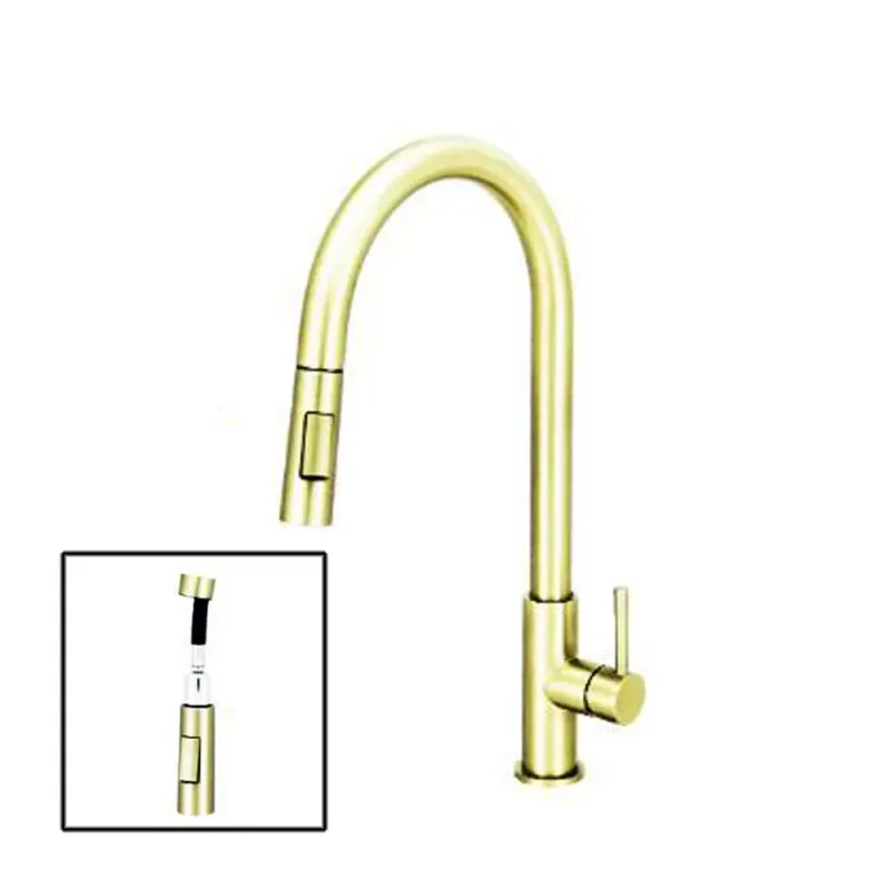 Fidelis FT-67N5C-HBG Pull-Out Sink Tap (Brushed Gold)