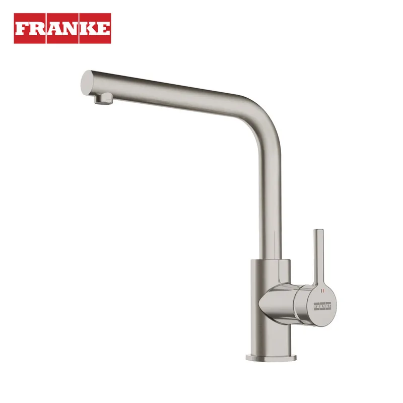Franke CT9021C Lina L-Shape Single Lever Kitchen Sink Mixer with Swivel Spout (Deco Steel)