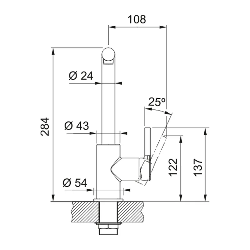 Franke CT9021C Lina L-Shape Single Lever Kitchen Sink Mixer with Swivel Spout (Deco Steel)