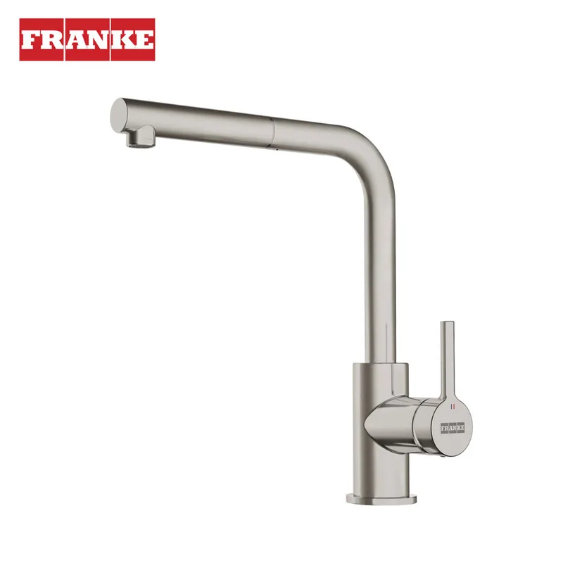 Franke CT935C Lina L-Shape Single Lever Kitchen Sink Mixer with Pull-Out Spout (Deco Steel)