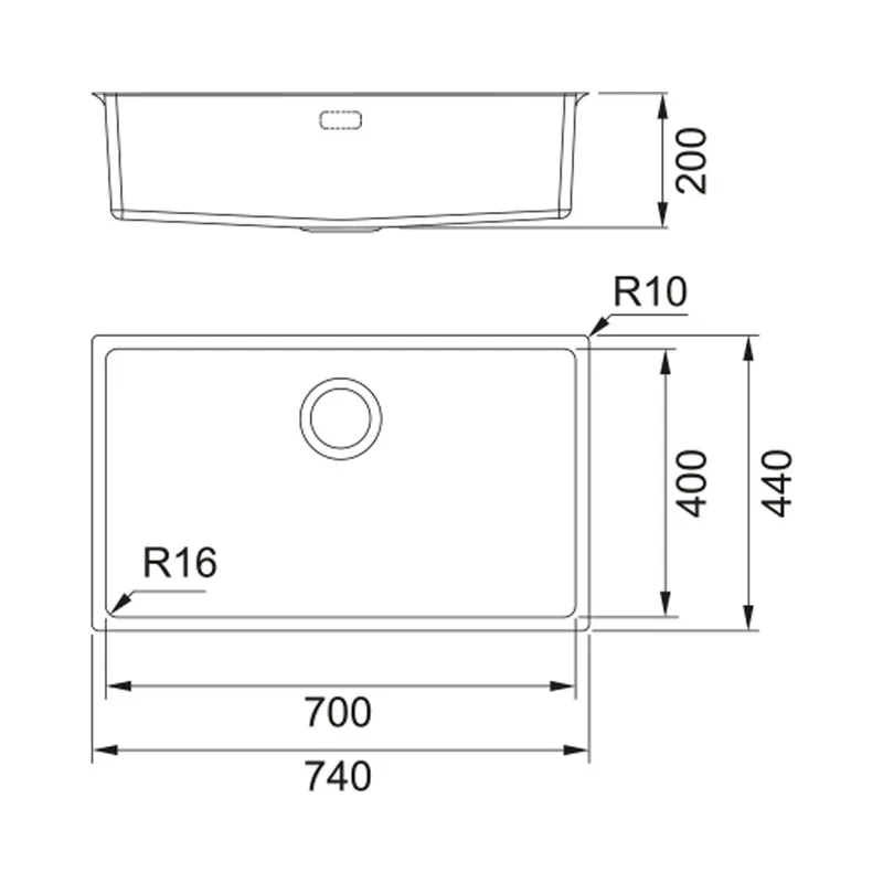 Franke Felix FEX 110-70 Single Bowl Undermount Sink