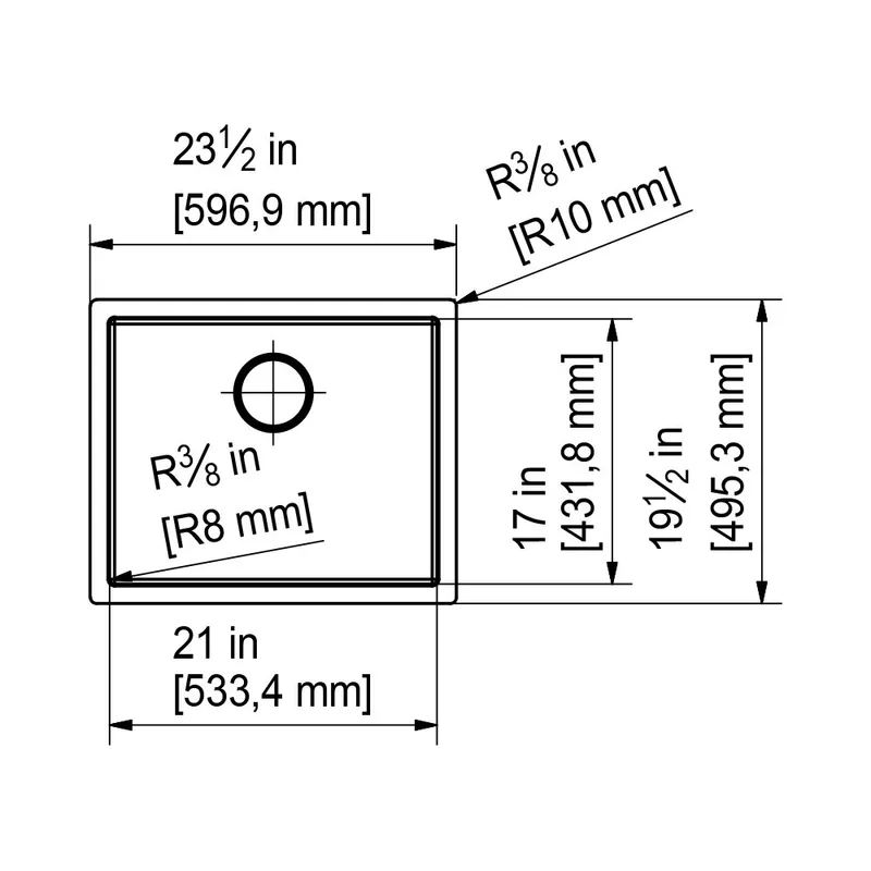 Franke PRO2.0 P2X-110-53 Single Bowl Undermount Sink