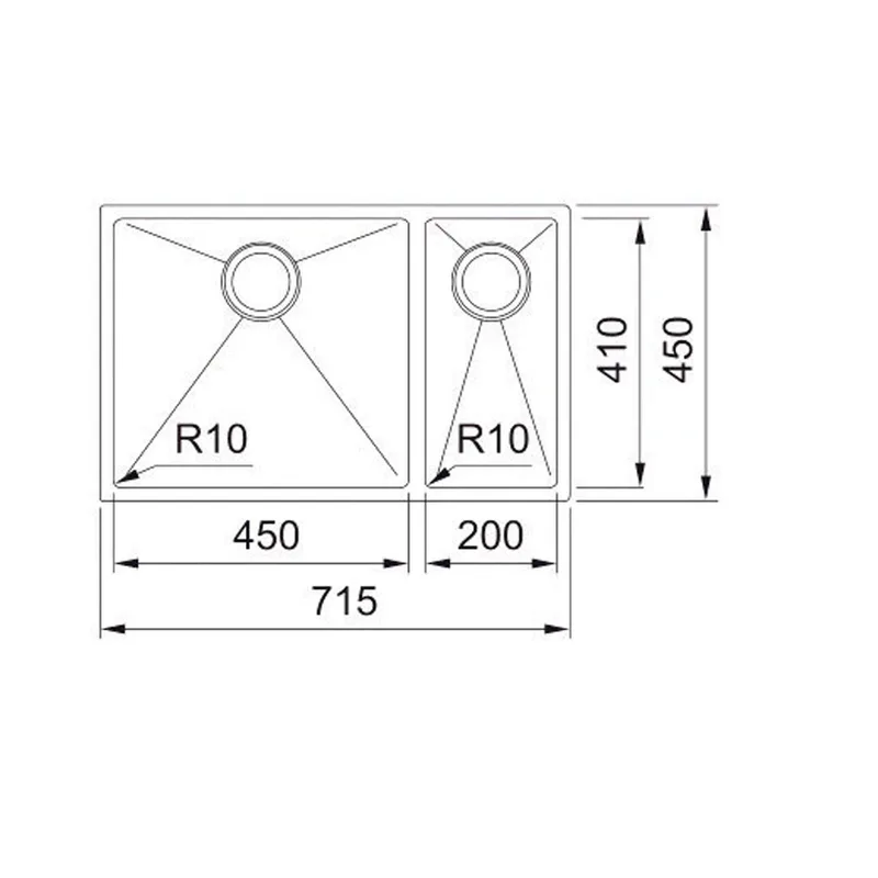 Franke PZX-160-45-SBR Stainless Steel Kitchen Sink