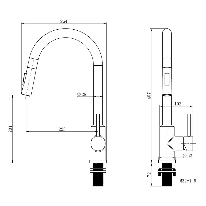 Frascio 105.9.701.02 Sensor Touch Pull-Out Kitchen Mixer (Matt Black)