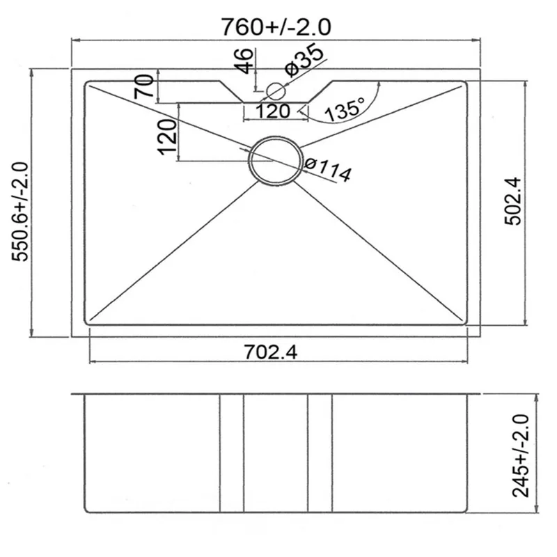 Fidelis FSD21012 Undermount Stainless Steel Kitchen Sink