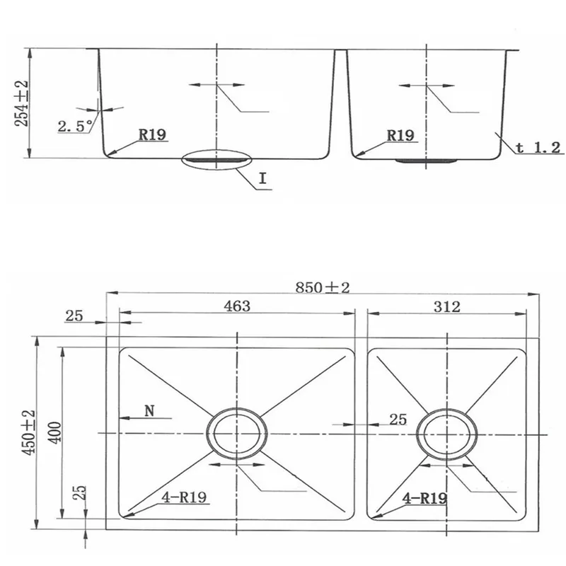 Fidelis FSD21305 Undermount Double Stainless Steel Kitchen Sink
