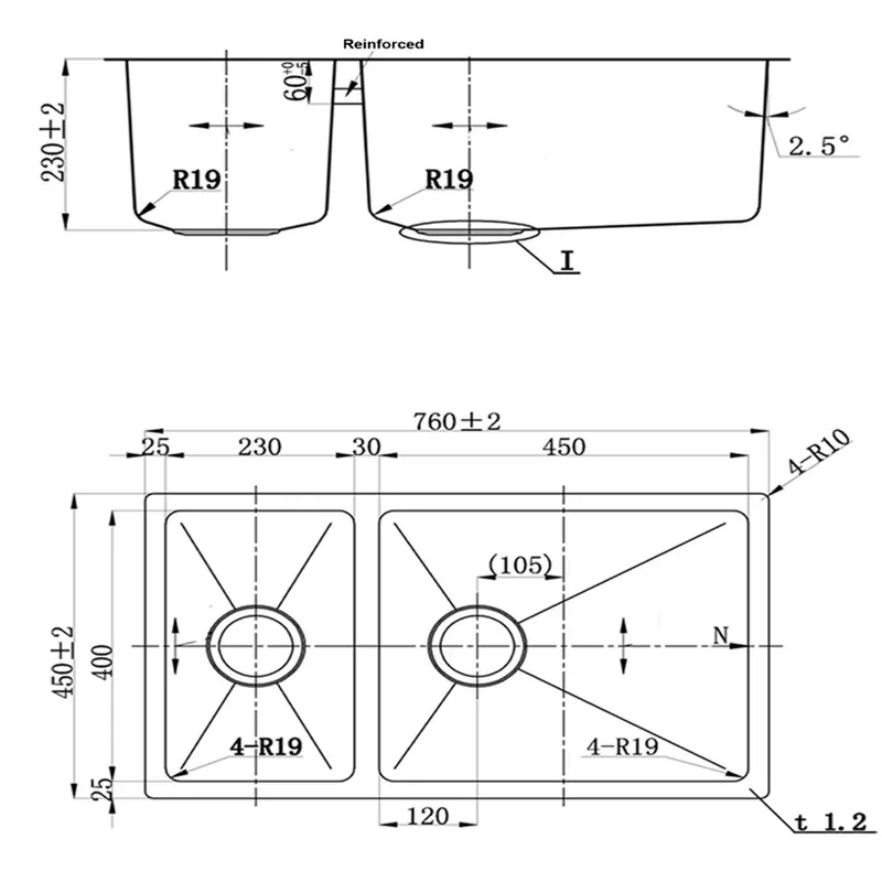 Fidelis FSD21306 Undermount Double Stainless Steel Kitchen Sink