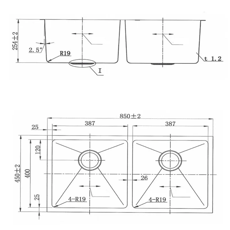 Fidelis FSD21308 Undermount Double Stainless Steel Kitchen Sink