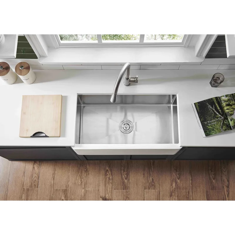 Gallen 845 Solid Surface Stainless Steel Hybrid Farmhouse Sink