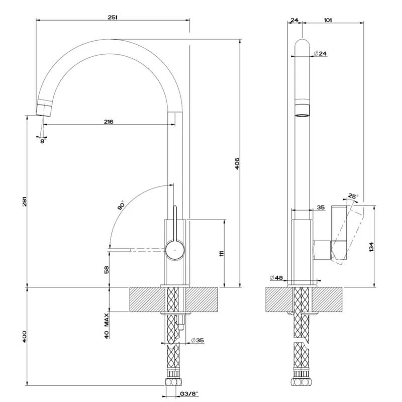 Gessi 17159 Kitchen Sink Mixer