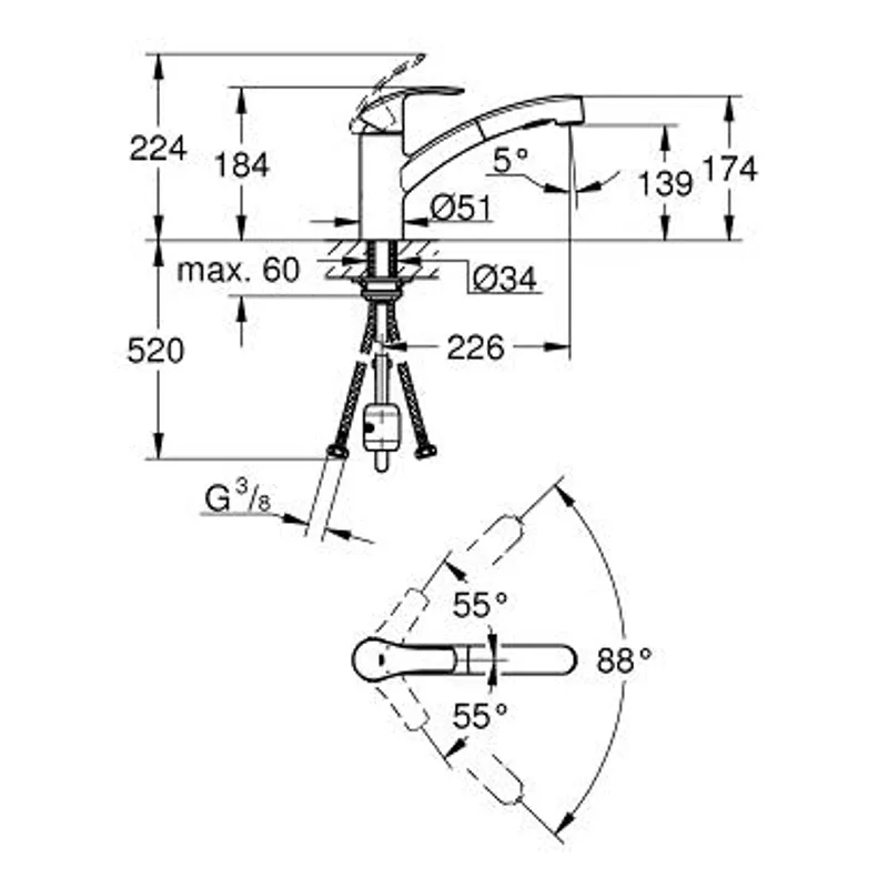 Grohe 30305000 Eurosmart Kitchen Sink Mixer