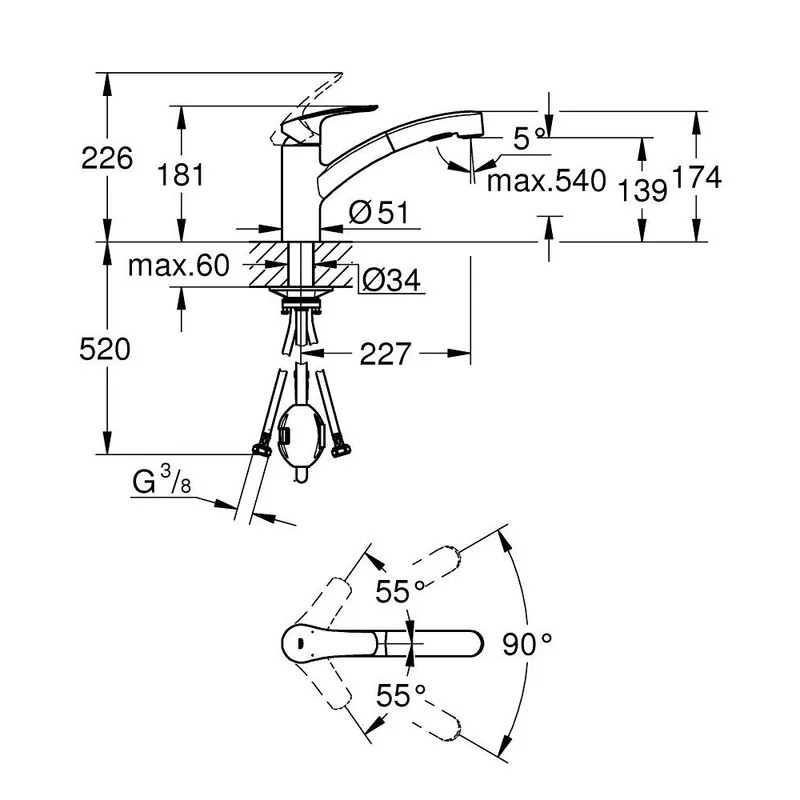 Grohe 30305001 Eurosmart Kitchen Sink Mixer