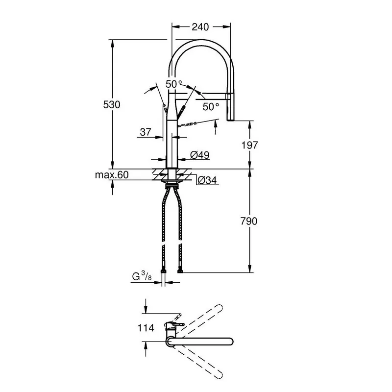Grohe 30503KF0 Essence Professional Pull-Out Dual Spray Sink Mixer
