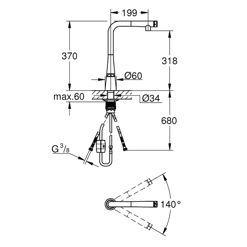Grohe 31593002 Zedra SmartControl Pull-Out Kitchen Sink Mixer