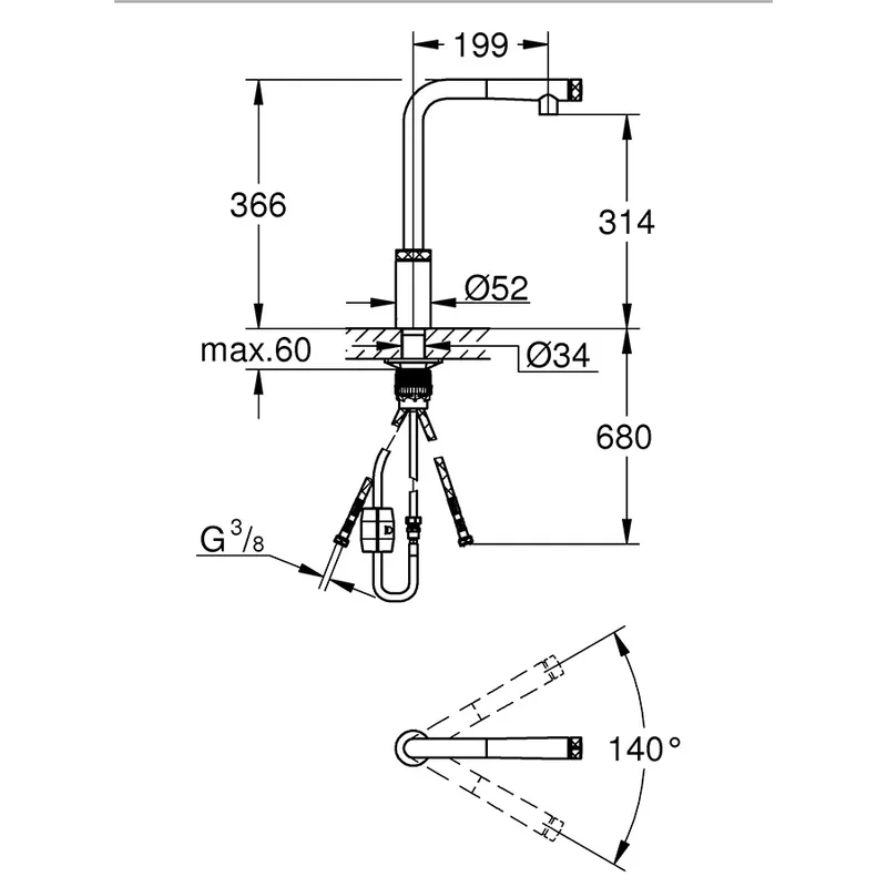 Grohe 31613000 Minta SmartControl Pull-Out Kitchen Sink Mixer