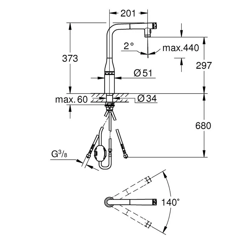 Grohe 31892KF0 Essence SmartControl Pull-Out Dual Spray Sink Mixer