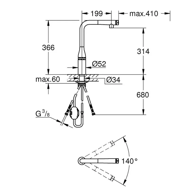 Grohe 31928KF0 Essence SmartControl Pull-Out Kitchen Mixer