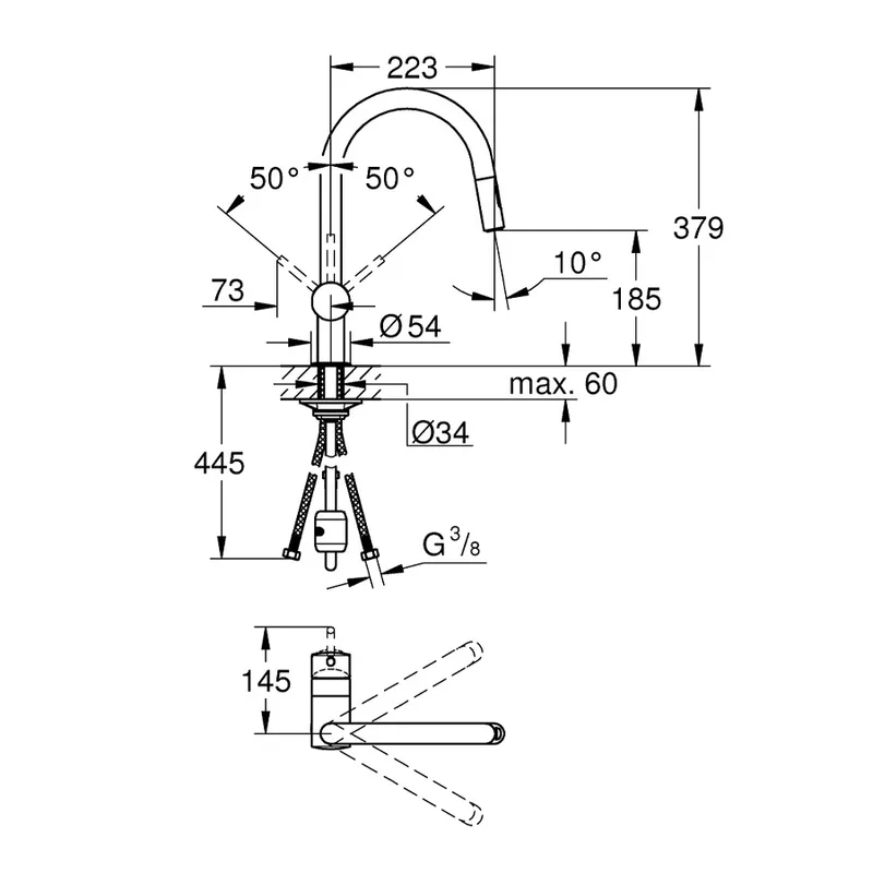 Grohe 32321002 Minta C-Spout Chrome Sink Mixer
