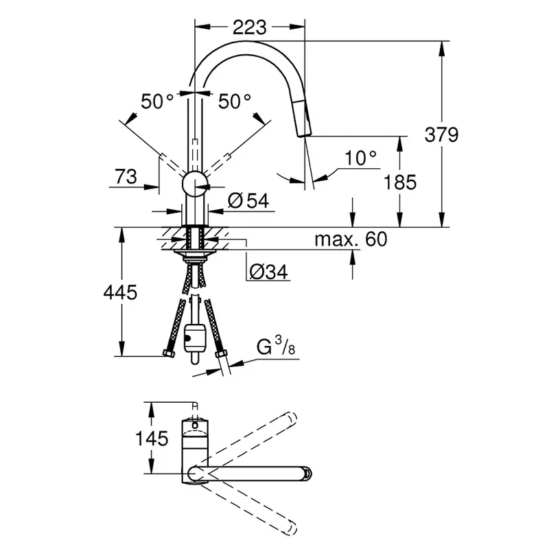 Grohe 32321DC2 Minta C-Spout SuperSteel Sink Mixer