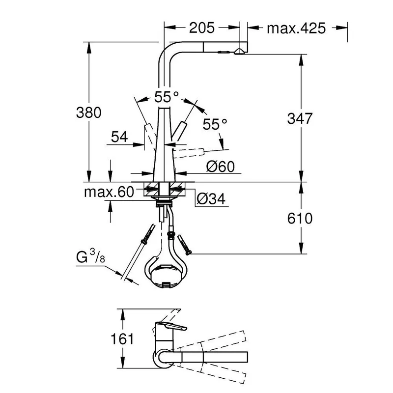Grohe 32553002 Zedra Pull-Out Sink Mixer