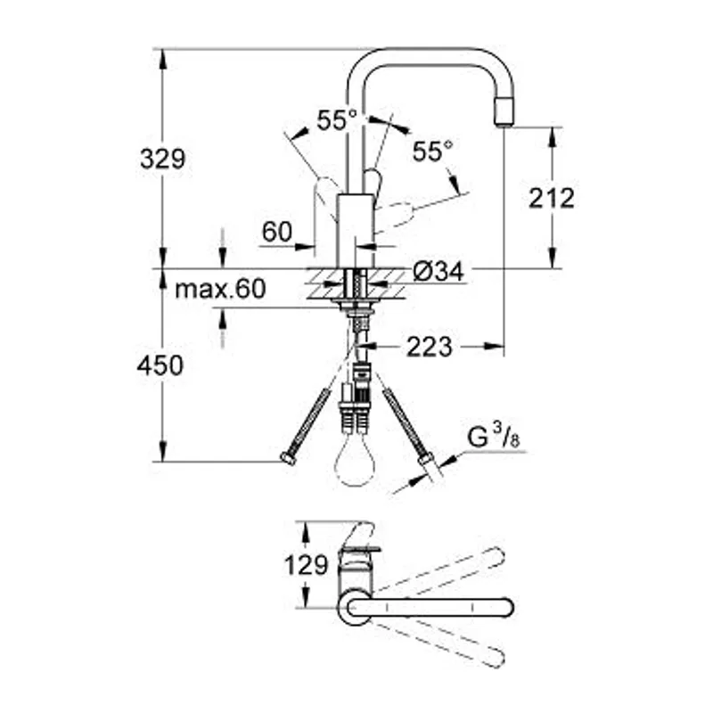 Grohe GH31122002 Kitchen Sink Mixer With Pull-Out Mousseur