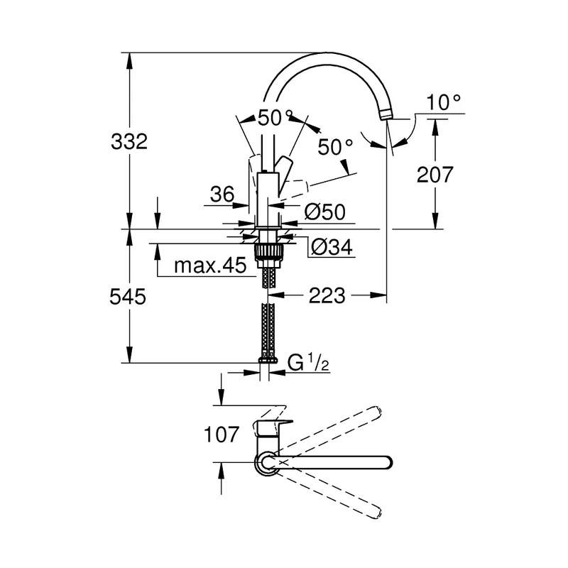 Grohe GH31233001 BauEdge Sink Mixer