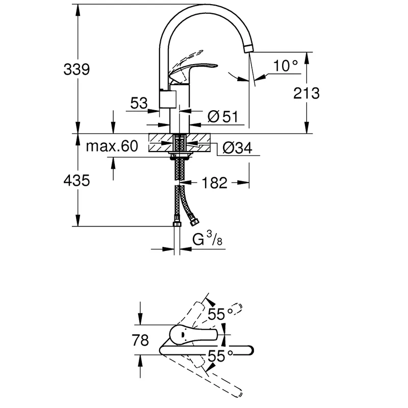 Grohe GH33202002 Eurosmart New Kitchen Sink Mixer