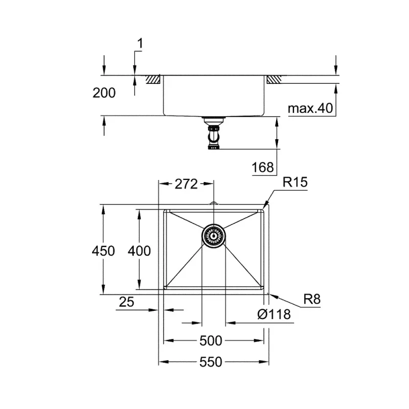 Grohe K700U-550 Stainless Steel Sink